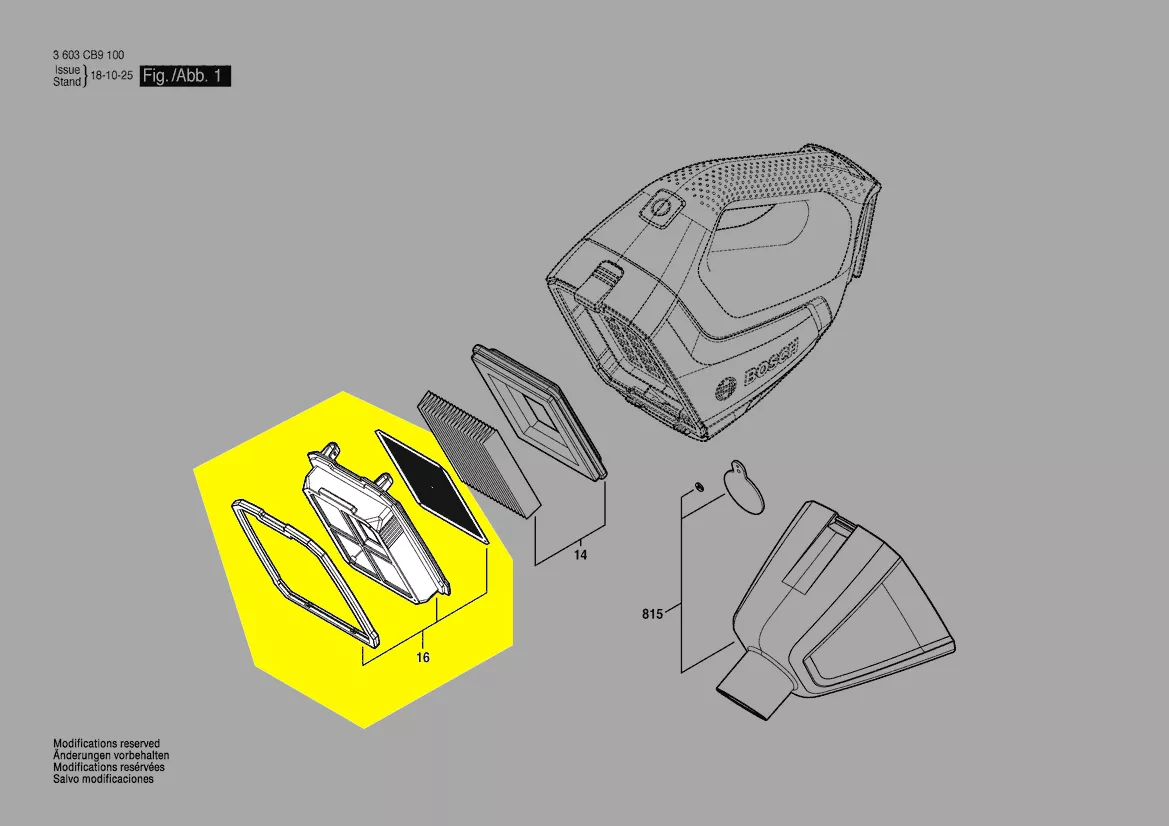 Pré-filtre pour aspirateur sans-fil réf. 2 609 256 F45 Bosch